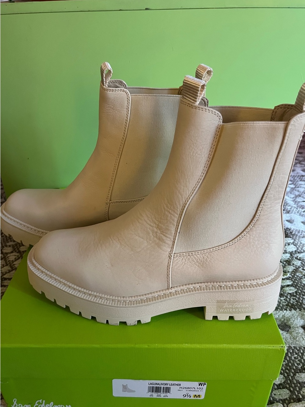 Sam Edelman Ivory Chelsea Laguna Waterproof Boots